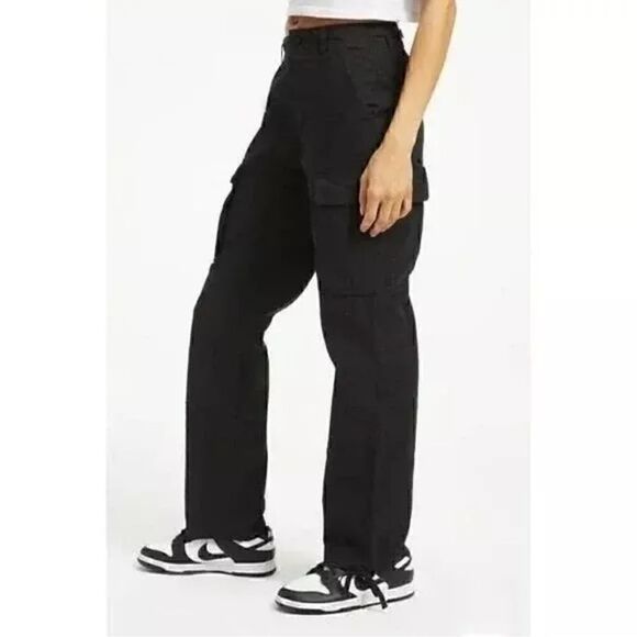 Good American Pants - Good American Pants Womens size 6 Desert storm cargo Black Wide leg Baggy New‎